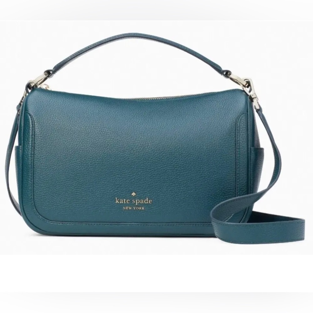 Kate Spade Smoosh Dark Green / Blue Leather Crossbody K6047 NWT $379 Retail FS
